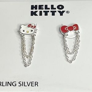 Hello Kitty red and white sterling silver earrings kitty & bow